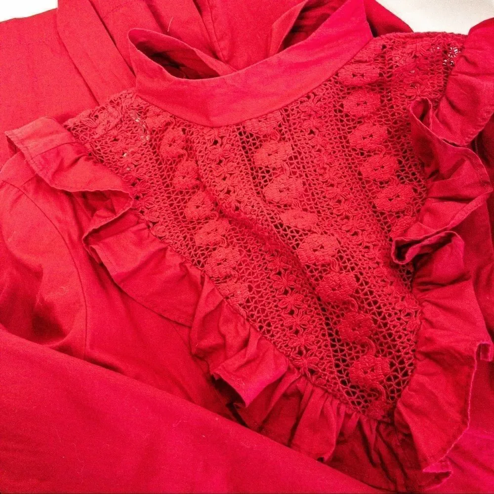 NWT Free People Red Ruffle Dress Sz XS